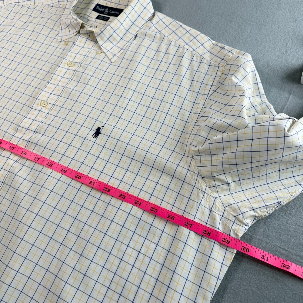 Ralph Lauren Yarmouth Shirt Mens 17.5 32/33 White Yellow Blue Check Button-down - Picture 5 of 9
